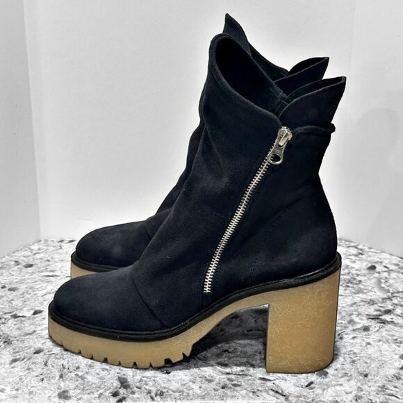 Free People | Shoes | Free Peoplejack Zip Ankle Boots | Poshmark Free People Black Suede Zip Chunky Heel Ankle Boot Jack Size 9 US 39 EU Lug Sole